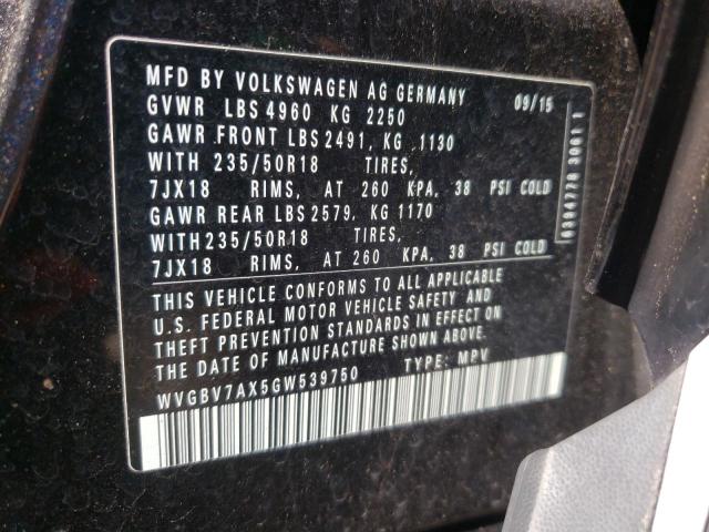 2016 VOLKSWAGEN TIGUAN S WVGBV7AX5GW539750