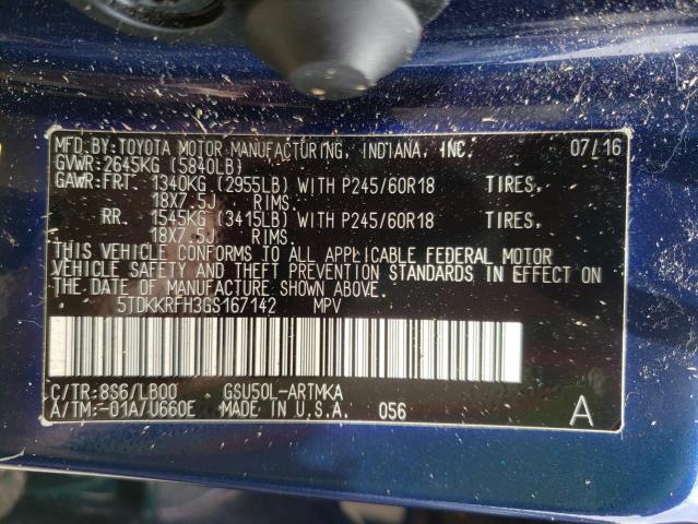 2016 TOYOTA HIGHLANDER 5TDKKRFH3GS167142