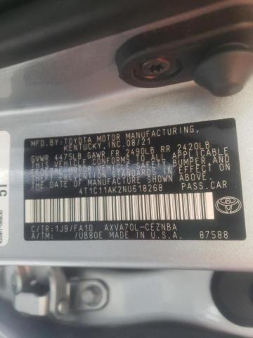 2022 TOYOTA CAMRY LE 4T1C11AK2NU618268