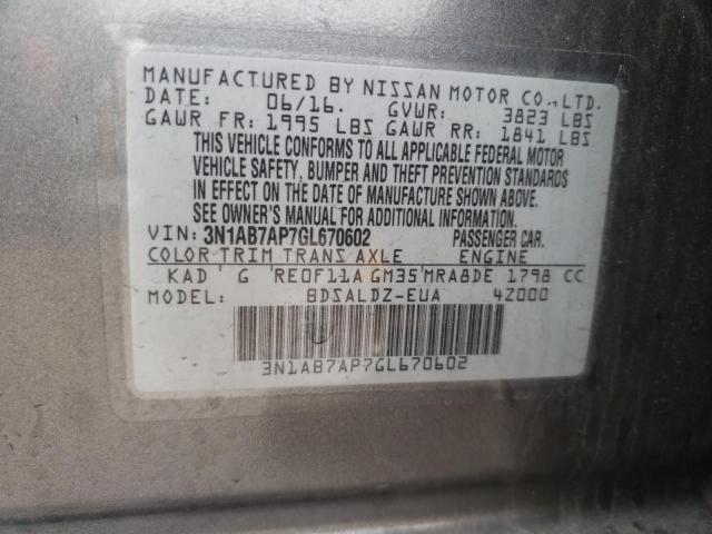 2016 NISSAN SENTRA S 3N1AB7AP7GL670602