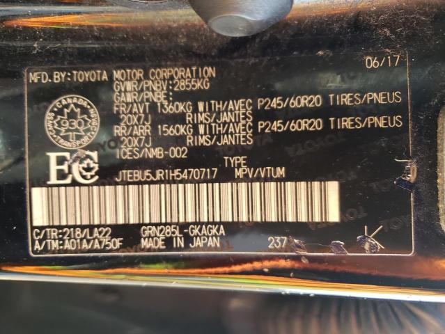 2017 TOYOTA 4RUNNER SR JTEBU5JR1H5470717