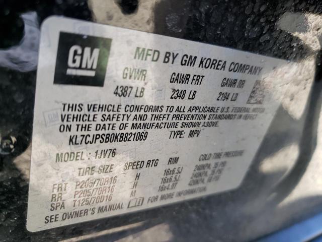 2019 CHEVROLET TRAX 1LT KL7CJPSB0KB821069