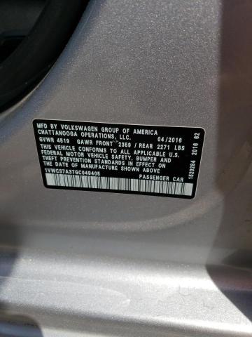 2016 VOLKSWAGEN PASSAT SEL 1VWCS7A37GC049405