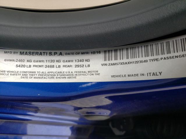 2017 MASERATI GHIBLI ZAM57XSAXH1223549