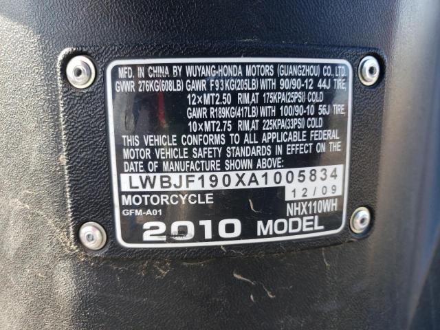 2010 HONDA NHX110 LWBJF190XA1005834