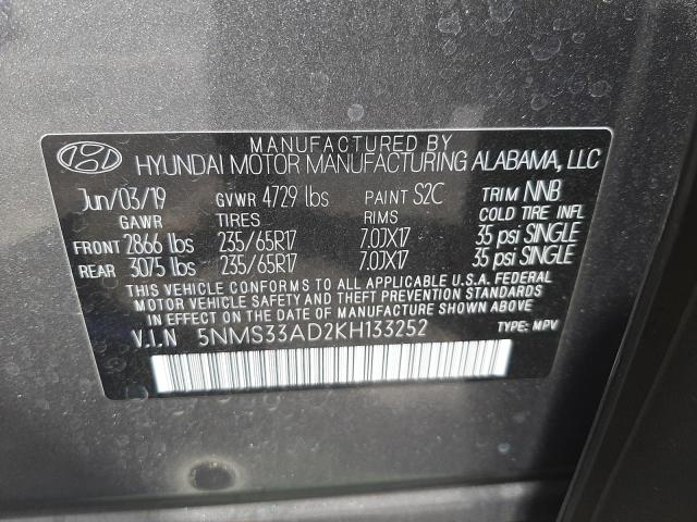 2019 HYUNDAI SANTA FE S 5NMS33AD2KH133252