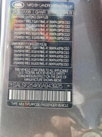 SALSF25466A943925 Land Rover Range Rove 2006. Фото: 9