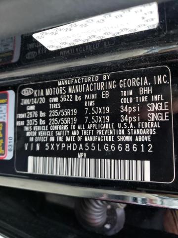 5XYPHDA55LG668612 KIA SORENTO EX