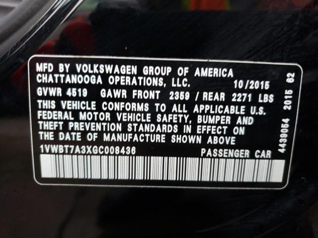 2016 VOLKSWAGEN PASSAT SE 1VWBT7A3XGC008436