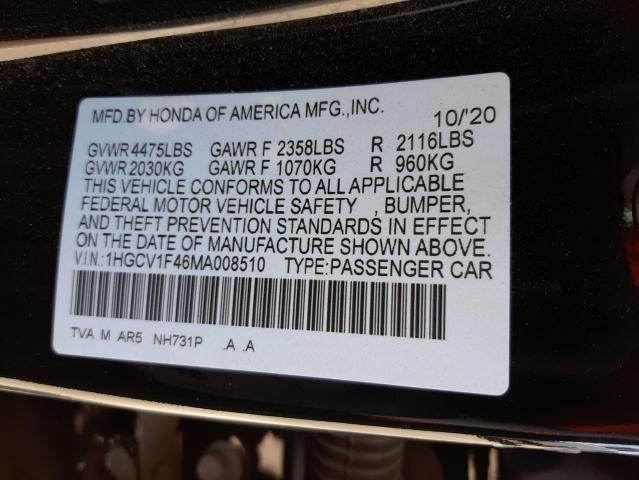 2021 HONDA ACCORD SPO 1HGCV1F46MA008510