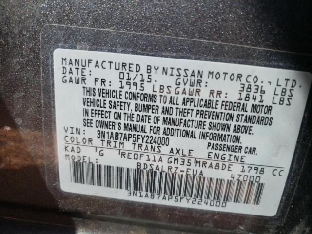 2015 NISSAN SENTRA S 3N1AB7AP5FY224000