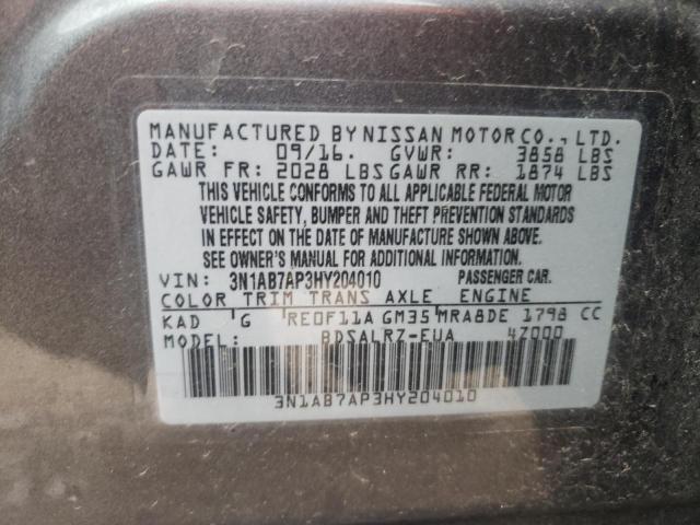 2017 NISSAN SENTRA S 3N1AB7AP3HY204010