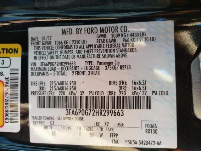 2017 FORD FUSION S 3FA6P0G72HR299663