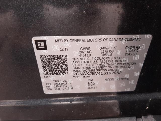 2020 CHEVROLET EQUINOX LT 2GNAXJEV4L6192052