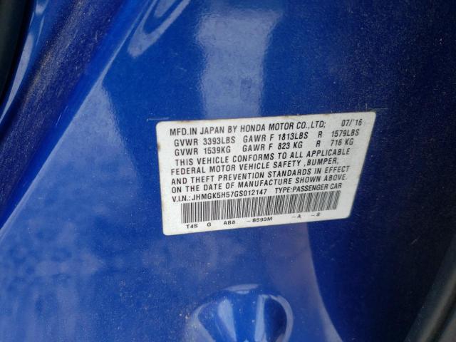 2016 HONDA FIT LX JHMGK5H57GS012147