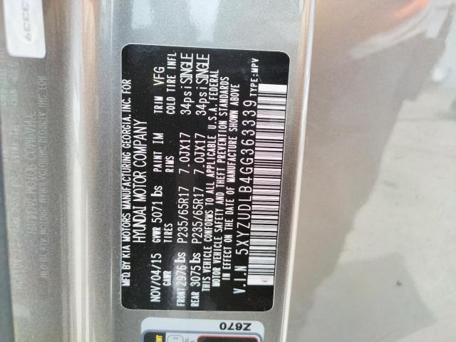 2016 HYUNDAI SANTA FE S 5XYZUDLB4GG363339