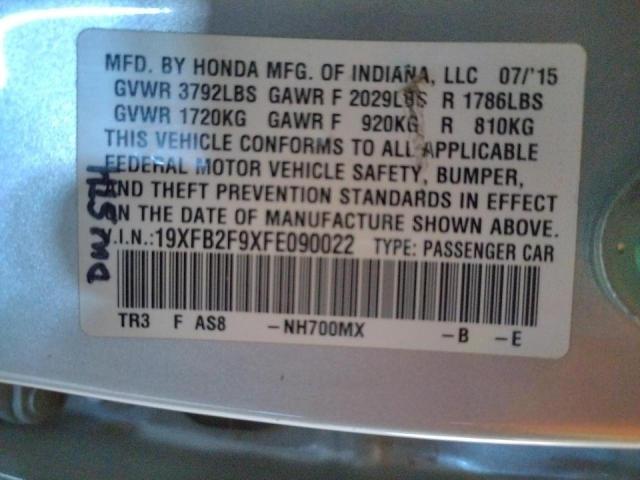2015 HONDA CIVIC EXL 19XFB2F9XFE090022