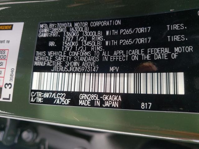 2022 TOYOTA 4RUNNER SR JTERU5JR0N5973147