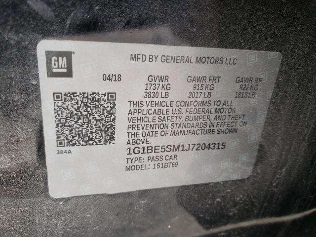 2018 CHEVROLET CRUZE LT 1G1BE5SM1J7204315