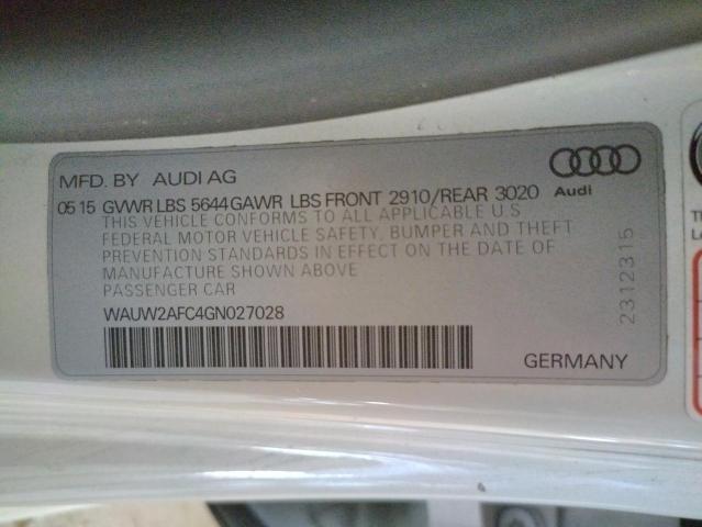 2016 AUDI S7 PRESTIG WAUW2AFC4GN027028