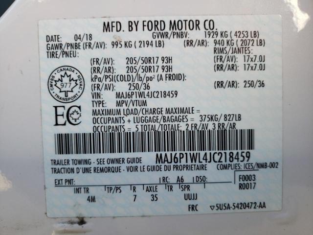 2018 FORD ECOSPORT T MAJ6P1WL4JC218459