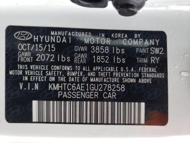 2016 HYUNDAI VELOSTER T KMHTC6AE1GU278258