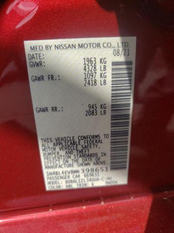 2021 NISSAN ALTIMA SL 1N4BL4EV8MN398651