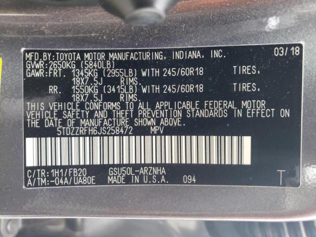 2018 TOYOTA HIGHLANDER 5TDZZRFH6JS258472