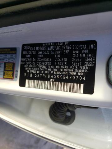 2019 KIA SORENTO 5XYPHDA58KG470704