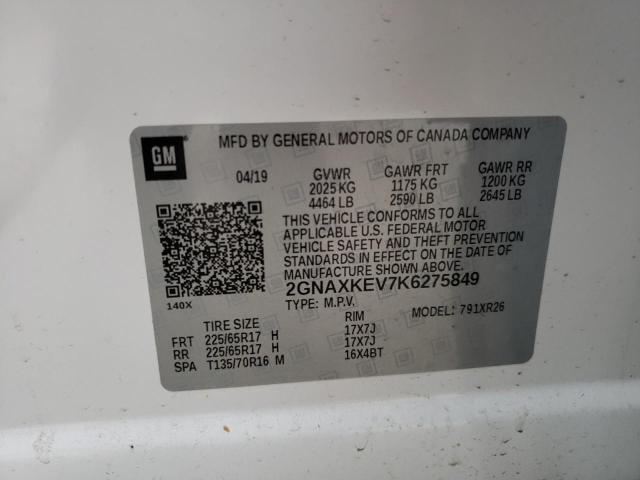 2019 CHEVROLET EQUINOX LT 2GNAXKEV7K6275849
