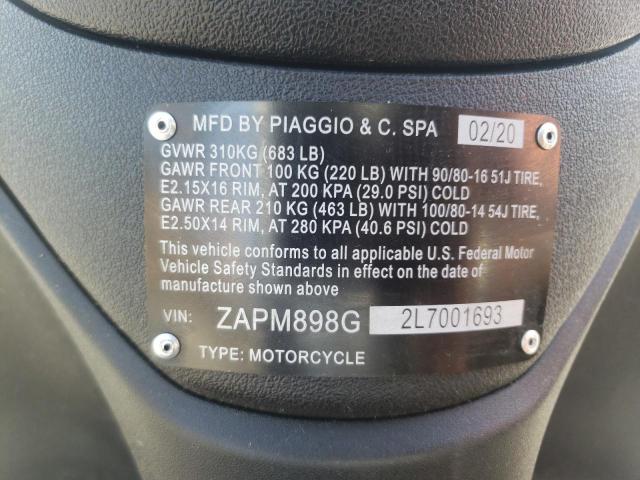 2020 VESPA 150 ZAPM898G2L7001693
