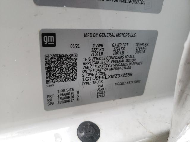 2021 GMC SIERRA K15 1GTU9FELXMZ372556
