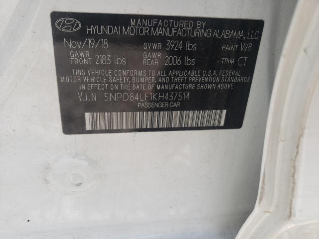 2019 HYUNDAI ELANTRA SE 5NPD84LF1KH437514