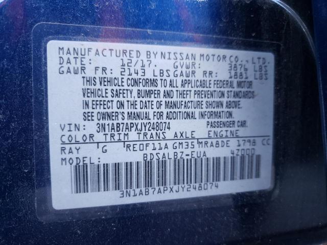 2018 NISSAN SENTRA S 3N1AB7APXJY248074