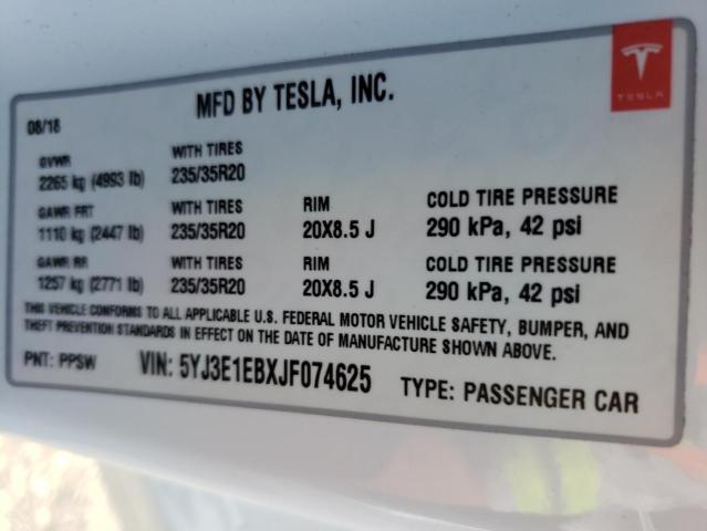 2018 TESLA MODEL 3 5YJ3E1EBXJF074625