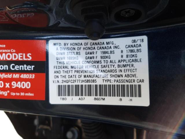 2018 HONDA CIVIC EX 2HGFC2F77JH589385