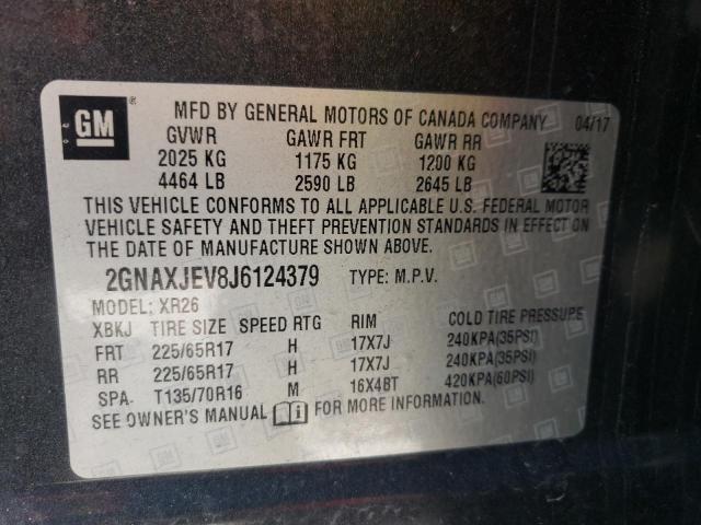 2018 CHEVROLET EQUINOX LT 2GNAXJEV8J6124379