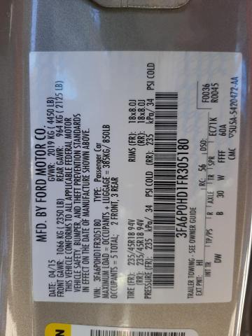 2015 FORD FUSION SE 3FA6P0HD1FR305180