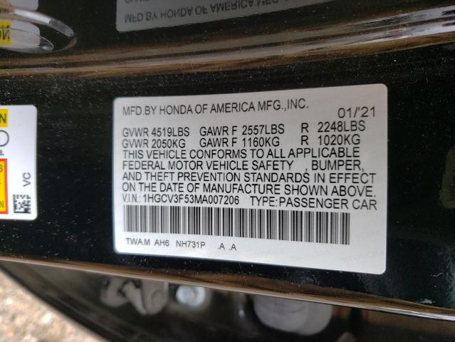 2021 HONDA ACCORD HYB 1HGCV3F53MA007206