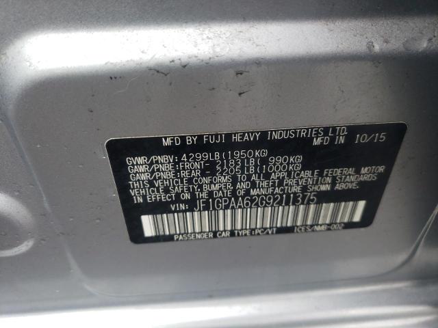 2016 SUBARU IMPREZA JF1GPAA62G9211375