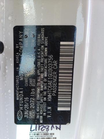 2016 HYUNDAI VELOSTER T KMHTC6AE1GU303756
