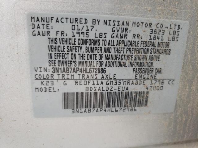 2017 NISSAN SENTRA S 3N1AB7AP4HL672986