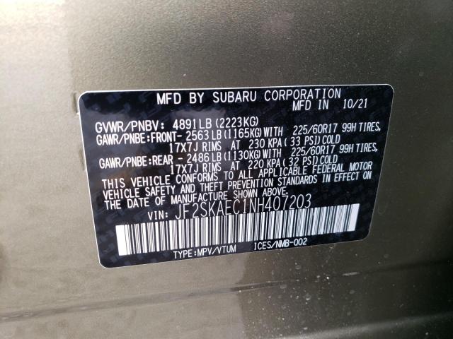 2022 SUBARU FORESTER JF2SKAEC1NH407203