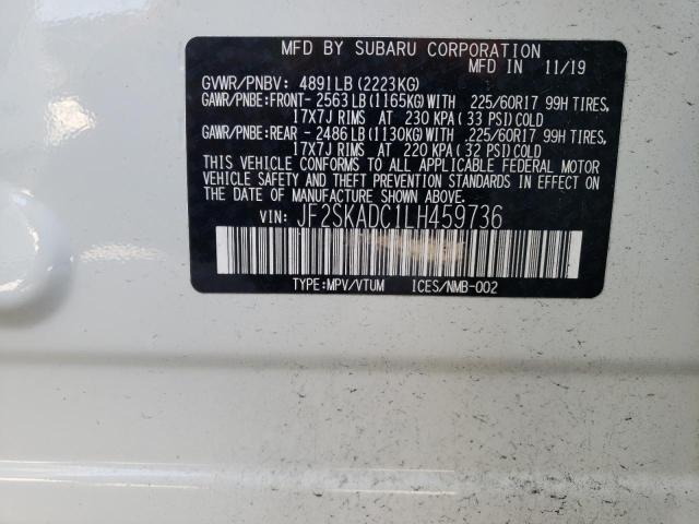 2020 SUBARU FORESTER JF2SKADC1LH459736