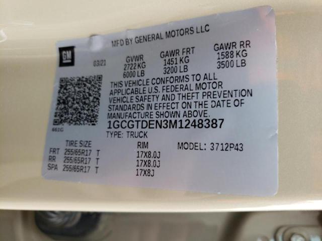 2021 CHEVROLET COLORADO Z 1GCGTDEN3M1248387
