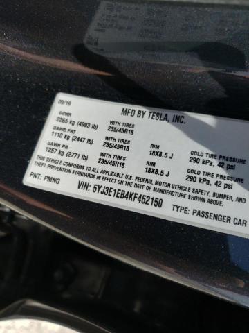 2019 TESLA MODEL 3 5YJ3E1EB4KF452150
