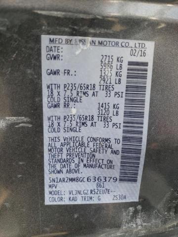 2016 NISSAN PATHFINDER 5N1AR2MM8GC636379