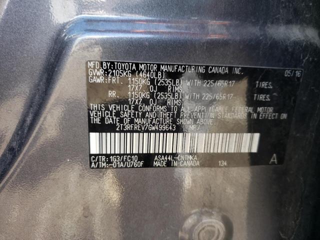 2016 TOYOTA RAV4 XLE 2T3RFREV7GW499643