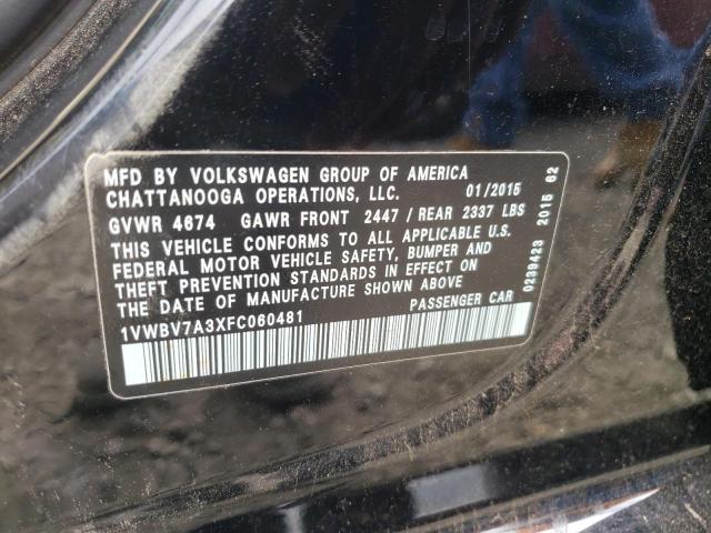 2015 VOLKSWAGEN PASSAT SE 1VWBV7A3XFC060481