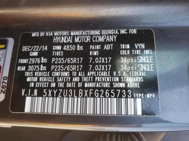 2015 HYUNDAI SANTA FE S 5XYZU3LBXFG265733